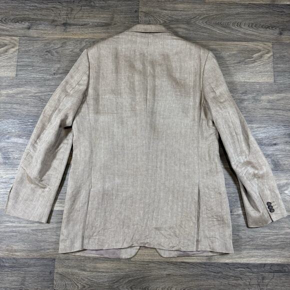 Banana Republic 100% Tan Herringbone Linen Sports Jacket 44R - Picture 14 of 16